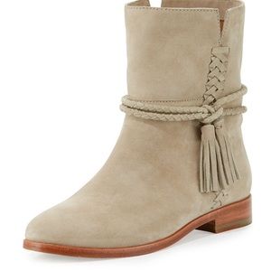 FRYE Tina Whipstitch Tassel Suede Booties Size 8